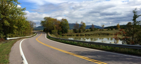  Just after crossing bridge, looking east into VT