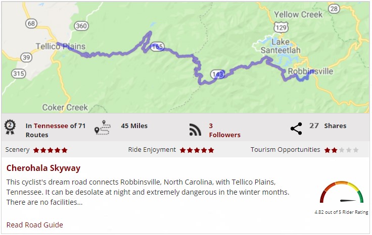 cherohala skyway motorcycle ride in north carolina