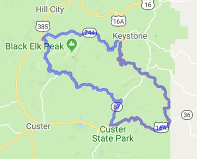 map of motorcycle ride near sturgis south dakota